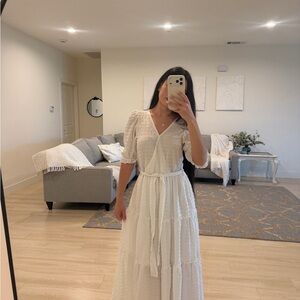 Stradivarius Cream Wrap Maxi Dress with Tie Waist